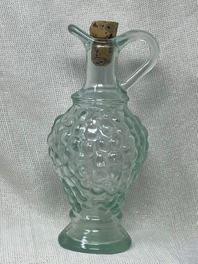 Vintage Green-Tinted Glass Grape Cluster Cruet Bottle by Vetreria Etrusca
